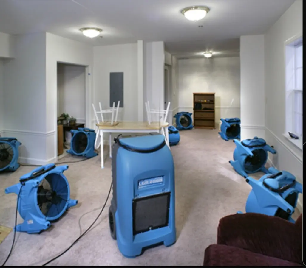 Air movers and dehumidifier setup for Water Extraction & Removal in De Soto